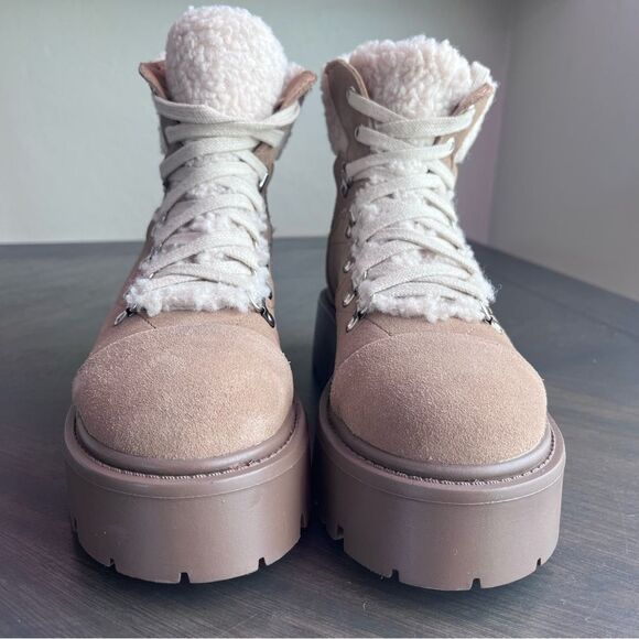 STEVE MADDEN Reyen Platform Boot in Oatmeal Suede Size 7.5 NEW - Picture 8 of 15